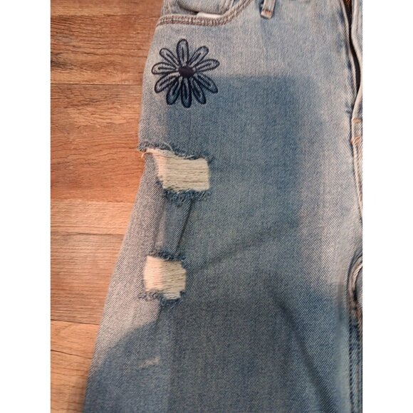 Hollister 90sJeans Womens Distressed Embroided High Rise Dad‎ Jean Stretch Denim - Picture 2 of 12